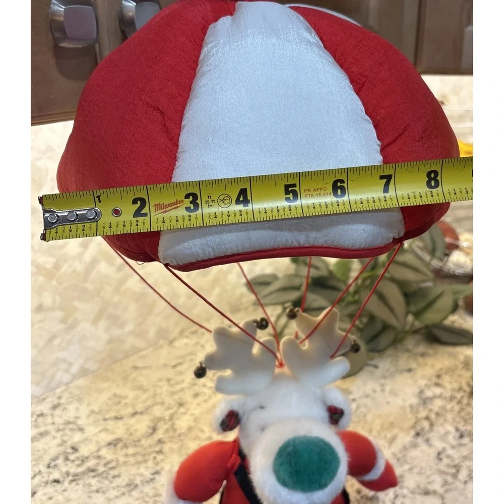 Vtg Applause Christmas Reindeer Santa bell Plush Parachute‎ Stuffed Animal Toys